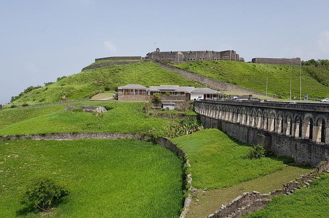 St Kitts Sightseeing Tour to Brimstone Hill Fortress with Beach Visit - Timothy Hill and the view toward Frigate Bay